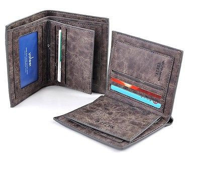 French Grey Men's Leisure Business Short Wallet Card Purse Pocket ,Composition