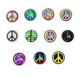12 Pcs Snap Jewelry Peace Symbol 18 Mm Mixed
