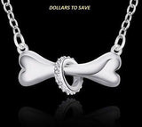 Silver 925 Dog Bone Rolo Chain 18" Pendant Necklace Unisex Jewelry Collar