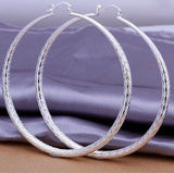 925 Sterling Silver Big Hoop Earrings For Women Leverback, No Stone