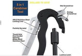 Survival Camping Hiking 5 - 1 Aluminum Climbing Carabiner Hook Gear Multi Tool