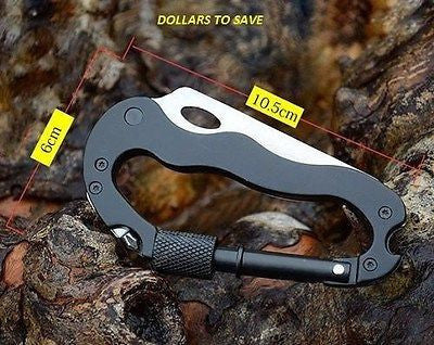 Survival Camping Hiking 5 - 1 Aluminum Climbing Carabiner Hook Gear Multi Tool