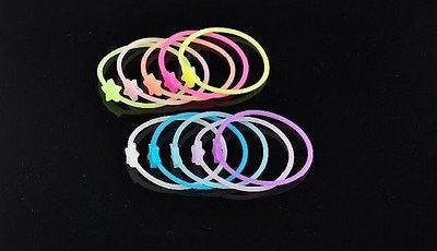 10 Pcs Luminous Neon Silicone Gummy Loom Rubber Headbands, Wristband Bracelet