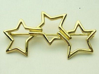 Vintage Tiffany & Company 18 Karat Yellow Gold 1986 3- Star Pin Brooch