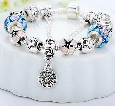 925 Silver D I Y A Charm Bracelet For Women Love Jean Green Beat Fashion Jewelry