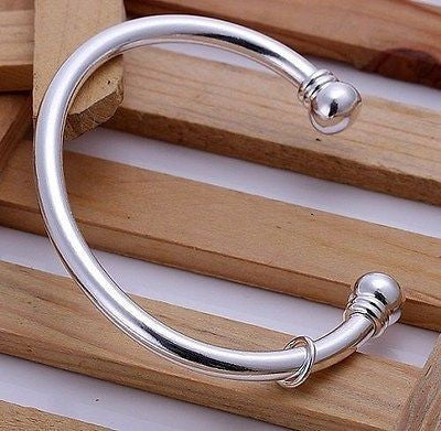 925 Sterling Silver Bangle 925 Sterling Fashion Jewelry Silvery Open Bangle