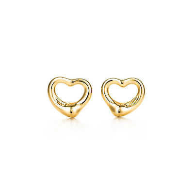 Elsa Peretti's  Vintage Tiffany and Company Open Heart Earring In 18K Gold