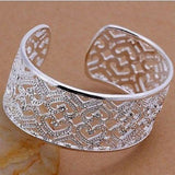 925 Silver Bracelet Crystal Heart Open Bangles Bracelets  Mawson Jewelry classic