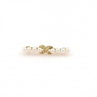Tiffany&Company 18 Karat Yellow Gold Signature Diamond Pearl Pin Brooch