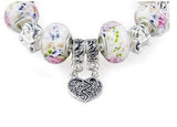 Fashion Silver Crystal Charm Bracelets For Mother/daughter Glass Beads