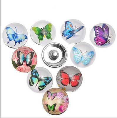 12 Pcs Europe Snap Button Fit Diy Snap Bracelet Butterfly Mixed 18 Mm Beauty