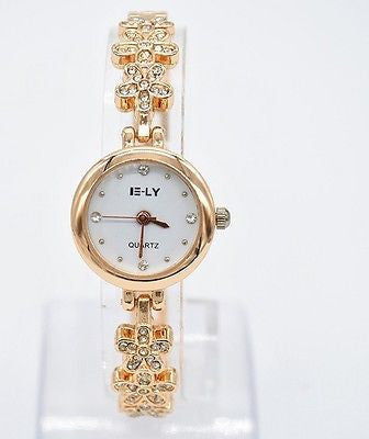 Women's Dress Watch Luxury Gold Bracelet Daisies Flowers Rhinestone Quartz Watch