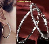 Fashion Elegant Silver Hoop Earrings For Crystal Beaded Hoops Earrings For Women
