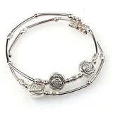 1pc Miao Silver Fashion  Retro Three Roses Hand Chain Bracelet Jewelry