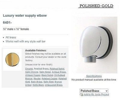 Jaclo Pb- 6401 Polished Brass All BrassWater Supply Elbow