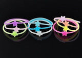 10 Pcs Luminous Neon Silicone Gummy Loom Rubber Headbands, Wristband Bracelet