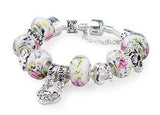 Fashion Silver Crystal Charm Bracelets For Mother/daughter Glass Beads