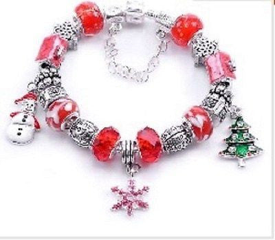 One Piece Chain Bracelet European Charm Beads Christmas Red