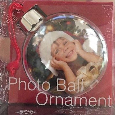 Photo Ball Ornament Merry Brite Holds Up To Photos Easy To Assemble 15", Clear