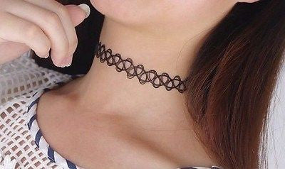 Stretch Tattoo Choker Necklace Punk Retro Gothic Elastic Pendants Necklaces