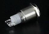 12 V 16 Mm Led Power Push button Switch Silver Aluminum Metal. Latching Type