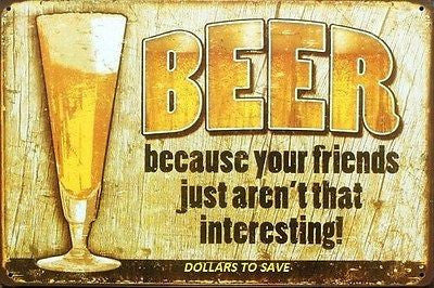 Beer Friends Metal Tin Sign Vintage Wall Pub Bar Metal Decor 20*30cm