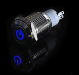 12 V 16 Mm Led Power Push button Switch Silver Aluminum Metal. Latching Type