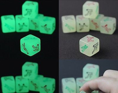 2-Glow-In-The-Dark Erotic Dice Night Lights Love Dice Of Sex Fun To
