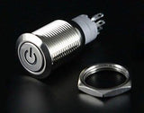 12 V 16 Mm Led Power Push button Switch Silver Aluminum Metal. Latching Type