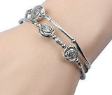 1pc Miao Silver Fashion  Retro Three Roses Hand Chain Bracelet Jewelry