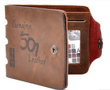 Men's Leather Wallet Pocket Card Clutch  Bifold Purse Money Clip Cad Dark  Brown