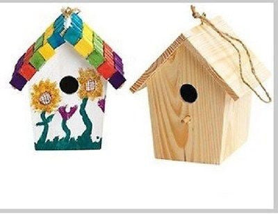 1-Unfinished Wood Bird House Garden. Decoration Home Ornament 9x9x11cm