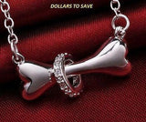 Silver 925 Dog Bone Rolo Chain 18" Pendant Necklace Unisex Jewelry Collar