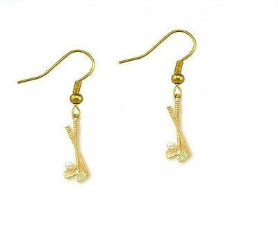 Rhodium Or 18Kgold Plates Metal Hook Golf Sticks Earring  No Stone, no brand and