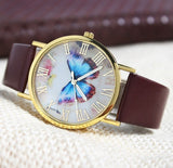 Fashion Butterfly Style Analog Quartz Watch leather Band For Women