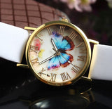 Fashion Butterfly Style Analog Quartz Watch leather Band For Women