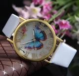 Fashion Butterfly Style Analog Quartz Watch leather Band For Women