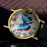 Fashion Butterfly Style Analog Quartz Watch leather Band For Women