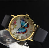 Fashion Butterfly Style Analog Quartz Watch leather Band For Women