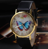 Fashion Butterfly Style Analog Quartz Watch leather Band For Women