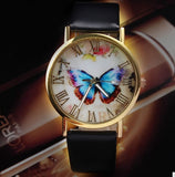 Fashion Butterfly Style Analog Quartz Watch leather Band For Women