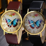 Fashion Butterfly Style Analog Quartz Watch leather Band For Women