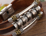 2016 Handmade Retro Leather Woven Charm Rock Bracelet Men Vintage Braided Bangles Love Men Jewelry pulseira feminina