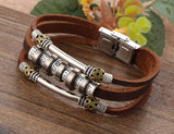 2016 Handmade Retro Leather Woven Charm Rock Bracelet Men Vintage Braided Bangles Love Men Jewelry pulseira feminina