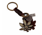 2016 Hot Pure Manual Weaving Retro Punk Key Chain Maple Leaf Men Women Key Ring 100% Genuine Leather Metal Keychain