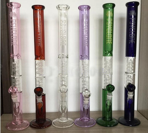 1-pcs 23.6 inch glass bong,2 layers spring perc ,18.8mm joint have 14.5mm-18.8mm down stem and 14.5mm bowl