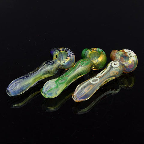 3.25" Color changing silver fumed spoon pipe with surface work and color carb