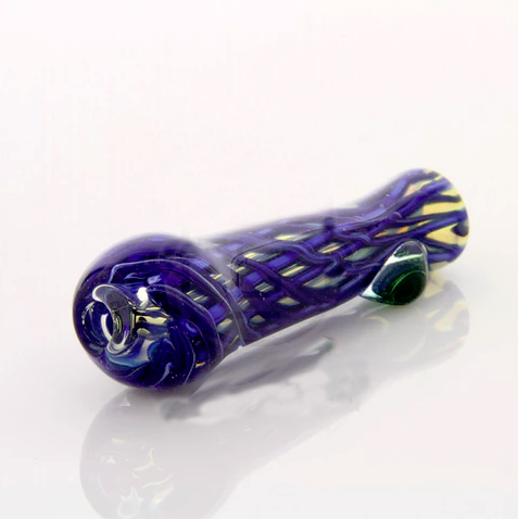 3.5"-4" Fumed reticello chillum with marble
