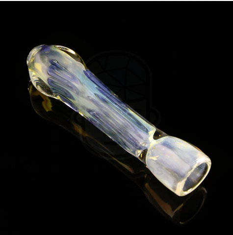 3.5" Silver Fumed Inside Out Line Worked Flat Mouth Chillum