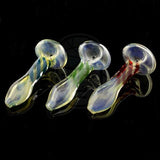 3.75" Surface Worked Silver Fumed Color Swirl Spoon with Flat Mouth Piece